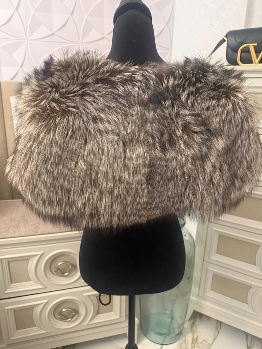 Silver fox fur stole shawl by EMBA